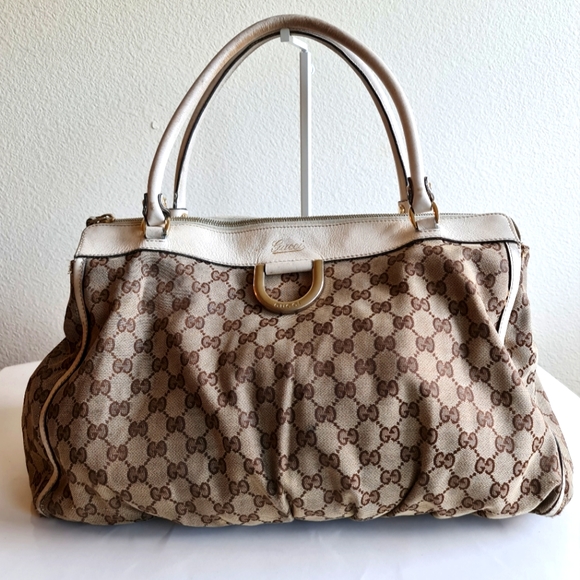 Gucci Abbey Gg Canvas Shoulder Bag White/Brown